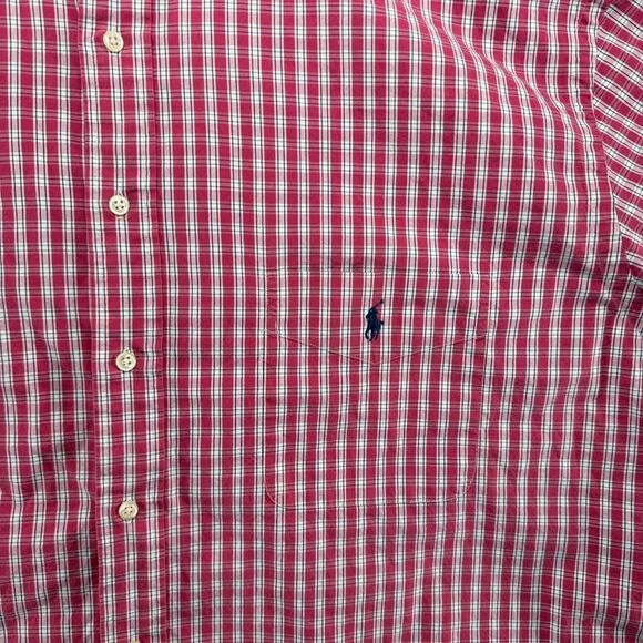 Vintage Ralph Lauren Shirt Men's 3XLT Pink White Check Pony Oxford OCBD 90s - Picture 3 of 9